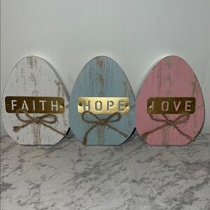 Faith Hope & Love Pastel Colored Freestanding Decor
